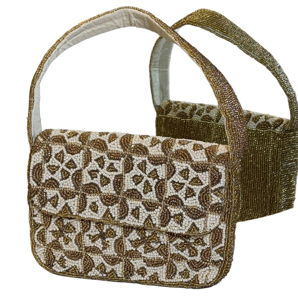 Elegant Studio 12 Gold and Cream Beaded Handbag